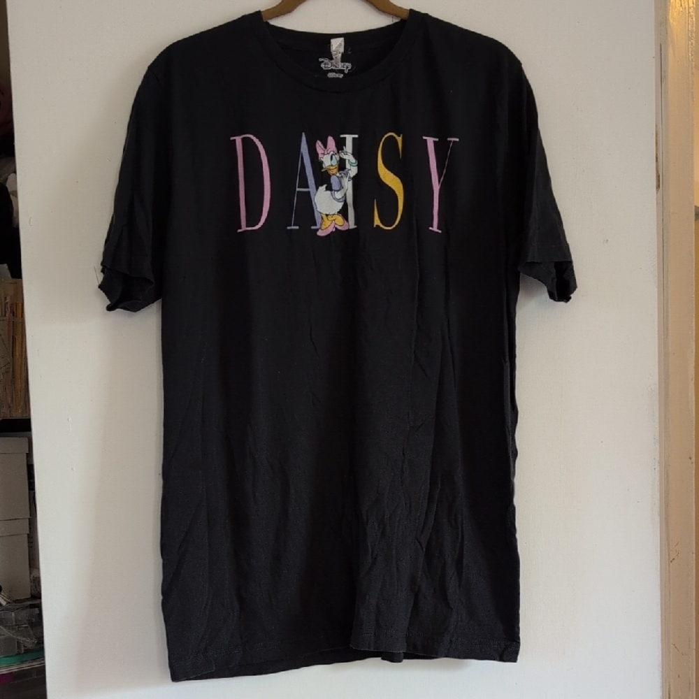 Disney Black Tee with Daisy Duck and Colorful Letters